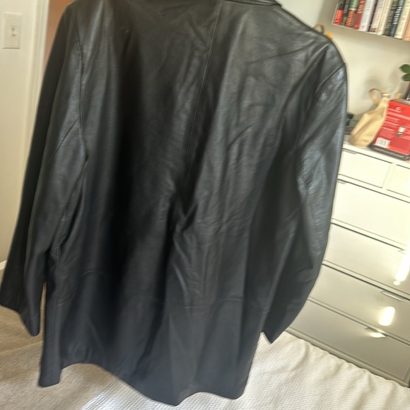 100% black leather oversized blazer jacket — vintage - Picture 9 of 11